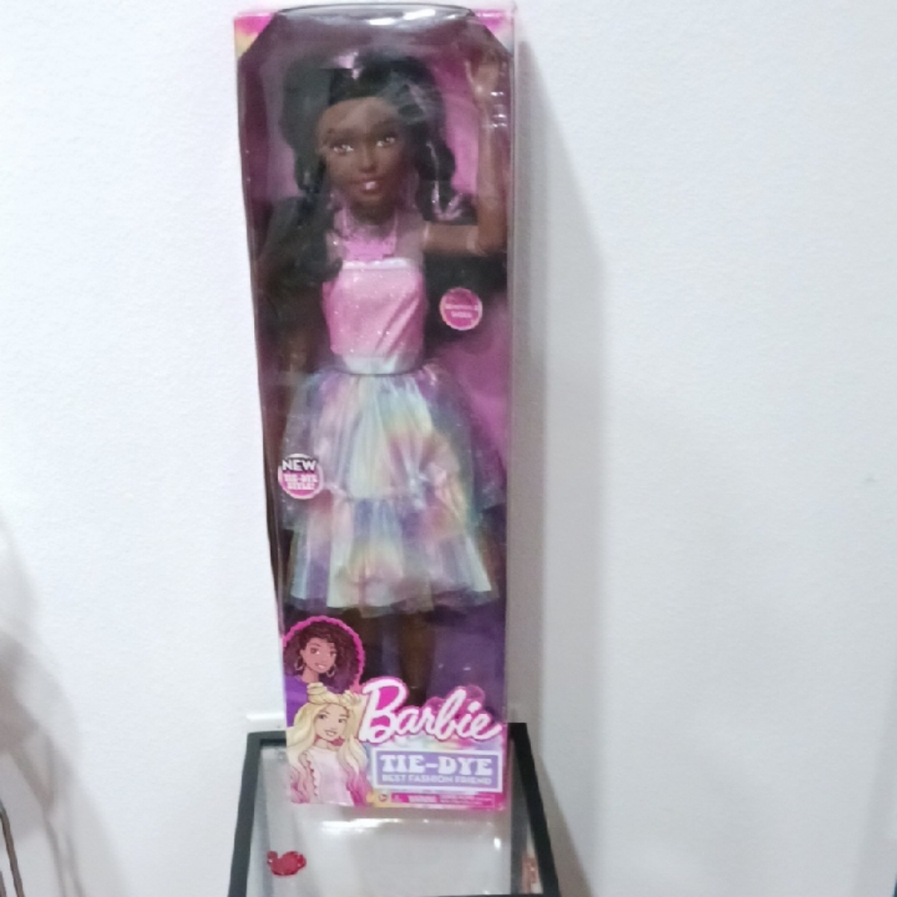 28 Inch Tall Barbie Tie-Dye Doll with Pink and Multicolor Dress New